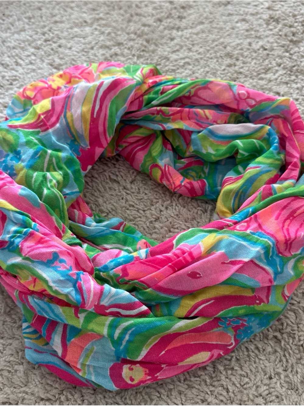 Lilly Pulitzer Girls Multicolor Infinity Scarf - Pink, Green & Blue